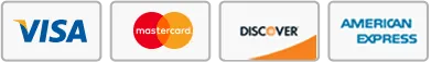 Visa, Mastercard, American Express and Discover accepted